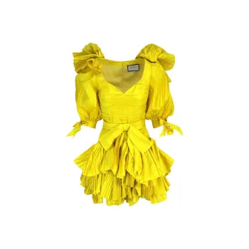 GUCCI Short Sleeved Dress Women's Bright Yellow