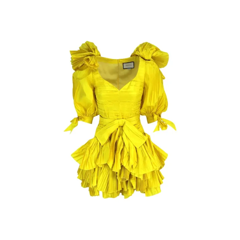 GUCCI Short Sleeved Dress Women's Bright Yellow-0