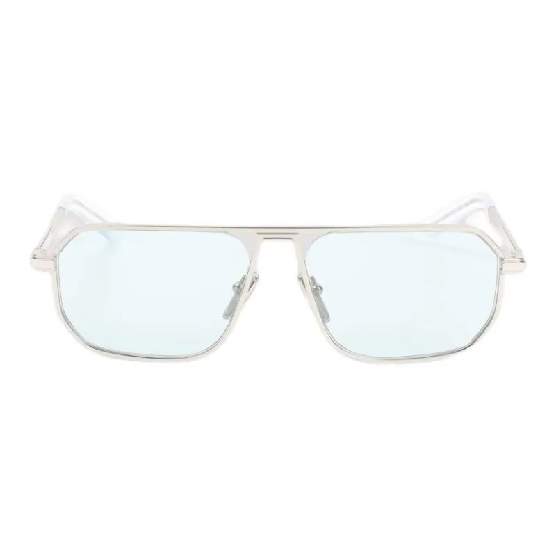 PRADA Metal Acetate Irregular Shape Sunglasses Men's Silver-0