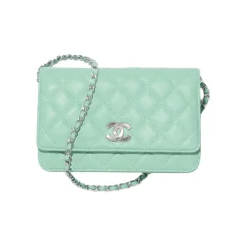 CHANEL Bright Grain Calfskin Shoulder Bag, Crossbody Bag, Wallet Women's Light Green