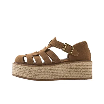 Wonderful Couple Hand Woven Galaxy Roman Sandals 6cm Women's Camel
