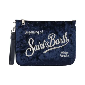 MC2 SAINT BARTHELEMY Velvet Clutch Bag Over The Shoulder Regular Women's Black & Blue