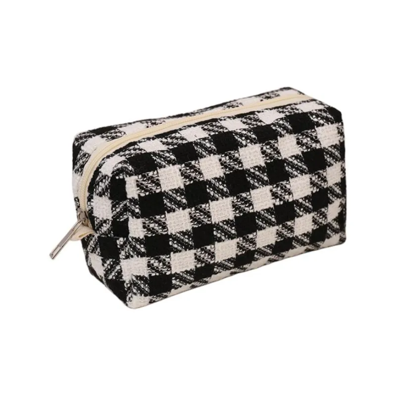 ZHIYIN Refreshing Plaid Skincare Product Storage Bag Large Capacity Portable Make up Tools-2