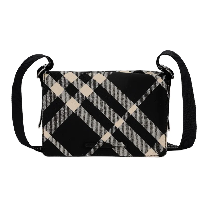 Burberry Trench Polyester Crossbody Bags Men's Black & Calico-2