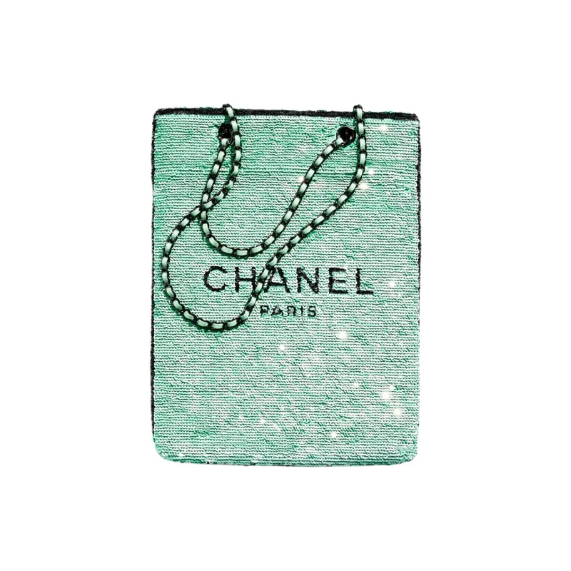 CHANEL Sequins Handbag, Shoulder Bag Regular Women's Green & Black-0