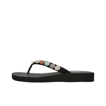 Skechers CALI Abrasion Resistant Flip Flops Women's Black Multicolor