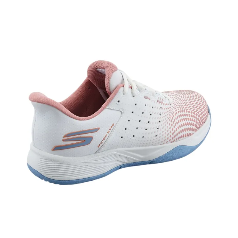 Skechers Viper Court Cushioning Abrasion Resistant Breathable Low Top Casual Shoes Women's White Pink-2