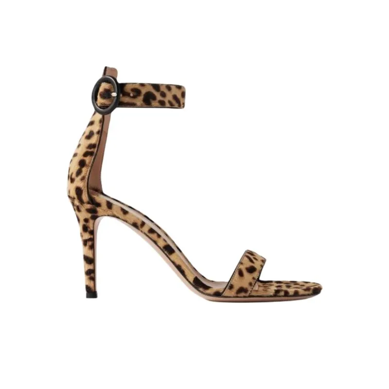 GIANVITO ROSSI Portofino One Strap Sandals 8.5cm Women's Brown-1