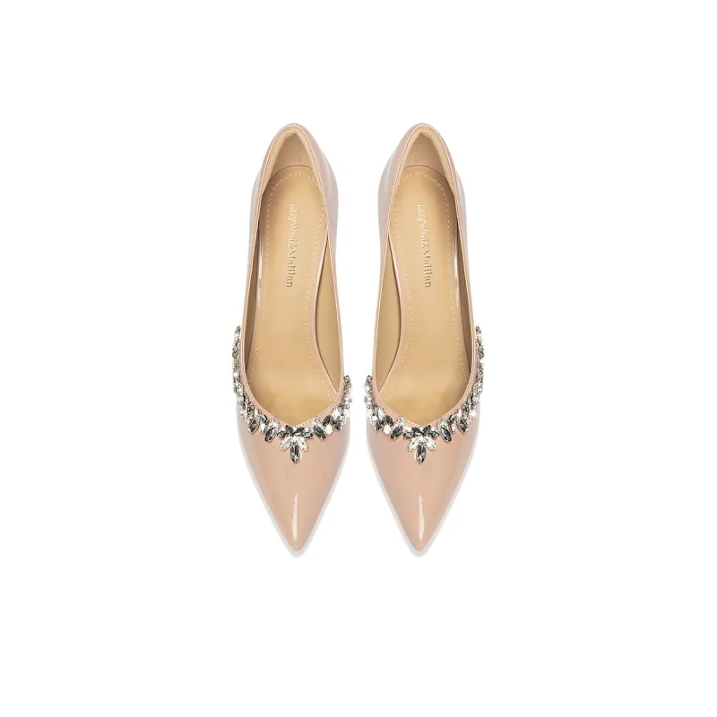 Lily Wei Clear Soughing Slim Heel High Heels Women's Nude Pink-2