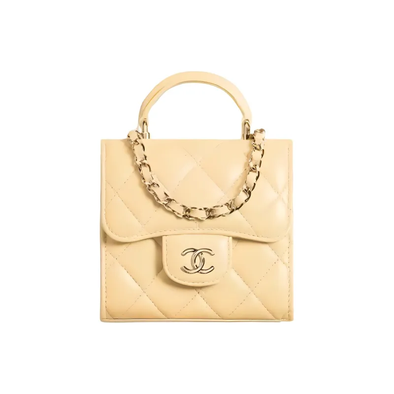 CHANEL Lambskin Portable Crossbody Clutch Women's Chick Yellow-0