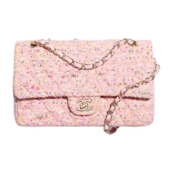 CHANEL Twill Soft Woolen Shoulder Bag Women's Pink