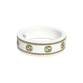 GUCCI 18K Gold Rings Men's White