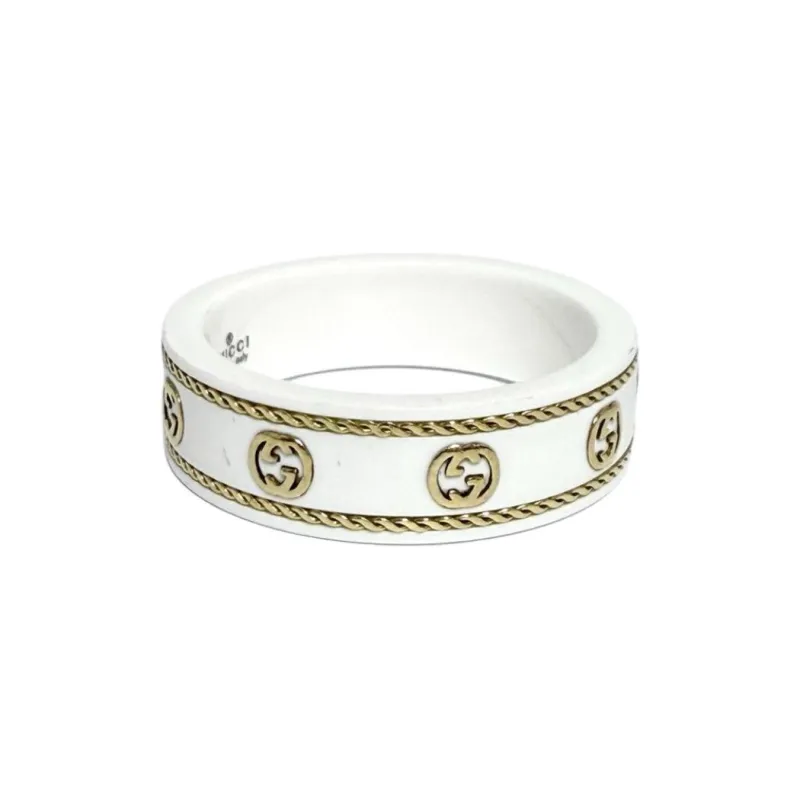 GUCCI 18K Gold Rings Men's White-0