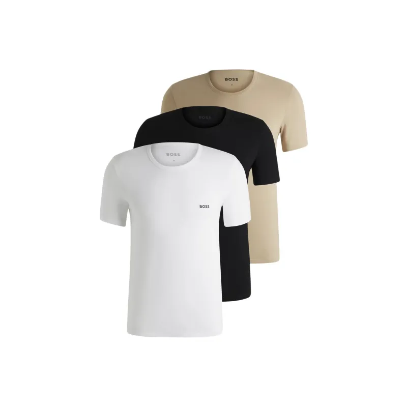 HUGO BOSS T Shirts Men 3 Pack White+Black+Khaki-0