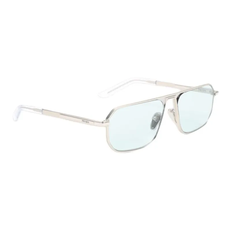 PRADA Metal Acetate Irregular Shape Sunglasses Men's Silver-1