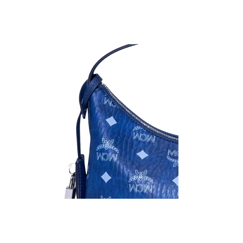 MCM Aren Artificial Leather Underarm Shoulder Bag Small Size Unisex Blue-3