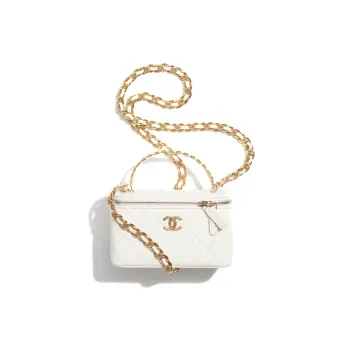 CHANEL Lambskin Portable One Shoulder Crossbody Clutch Women's White