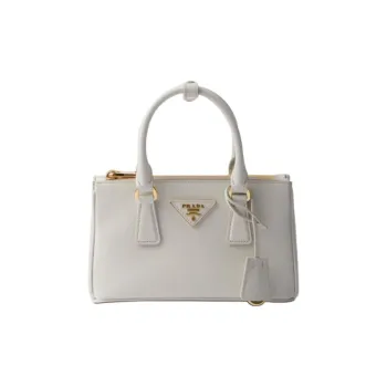 PRADA Saffiano Leather One Shoulder Handbag Mini Women's White Chalk