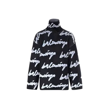 Balenciaga Scribble Logo Turtleneck Jersey Sweater