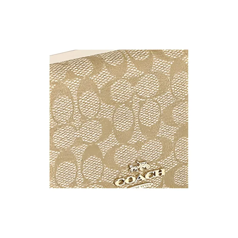 COACH PVC Coated Canvas With Leather Wallet Women's Ecru/Light Brown-4