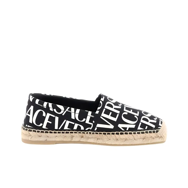 VERSACE All-over Logo Print Espadrilles-1