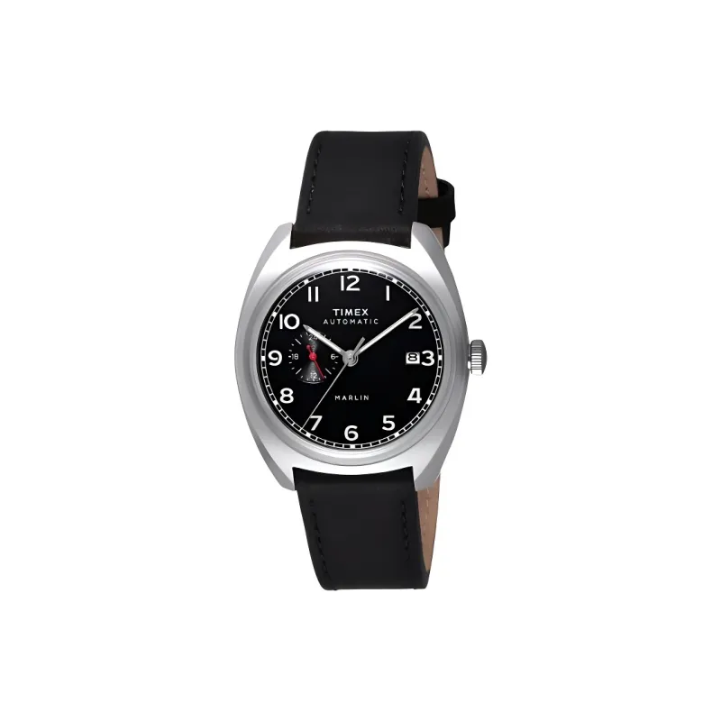 TIMEX Wrist Watch Automatic Mechanical Movement Leather Strap 39mm Black Dial Men's Watches-0