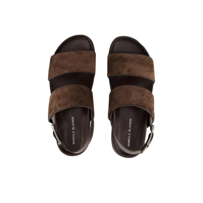 MANOLO BLAHNIK Golby One Strap Sandals Women's Brown-4