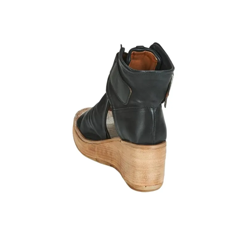 AirStep NOA BUCKLE One Strap Sandals 7cm Women's Black-3