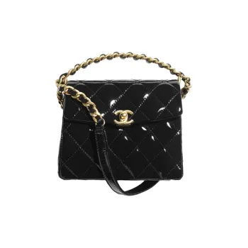 CHANEL Patent Leather Calfskin Flap Bag, Shoulder Bag, Crossbody Bag, Handbag Mini Women's Black