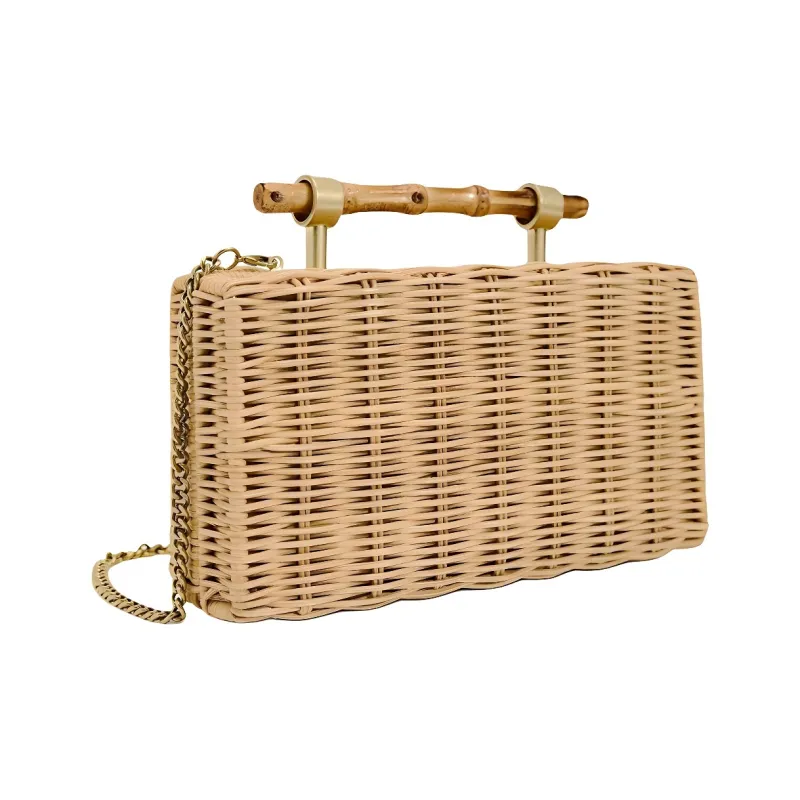 ZARA Rattan One Shoulder Box Handbag Trumpets Women's Natural Color-1