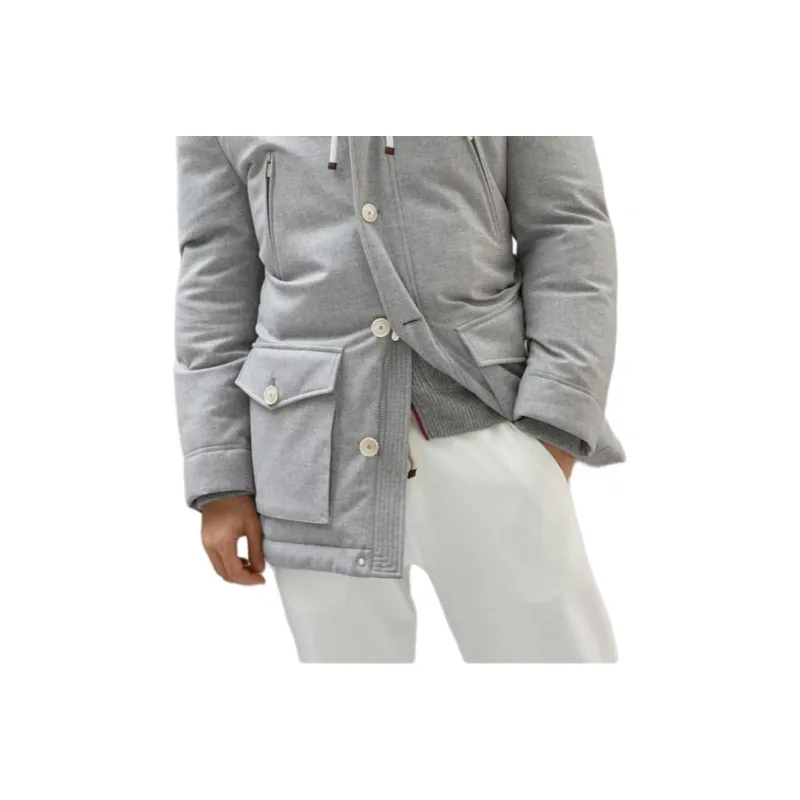 Brunello Cucinelli Coat Men's Light Gray-5