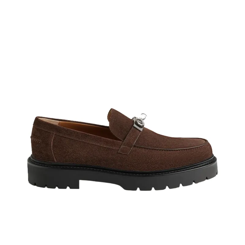 HERMES Icone Loafers Men's Brown-1