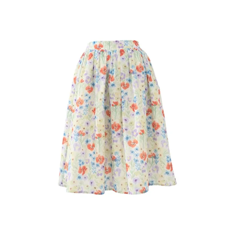 Rose Casual Long Skirts Women's Floral Skirt-0