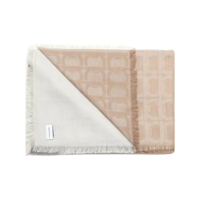 FERRAGAMO Cotton Knit Scarves Men's Umber-1