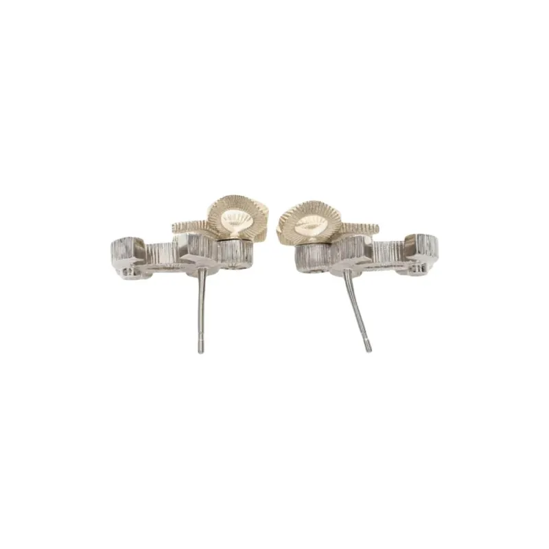 CHANEL Silver, Gold Plated, Metal, Rhinestone Earrings Women's Silver-2