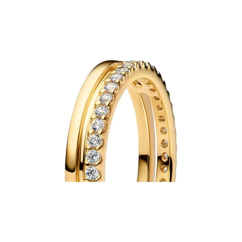 Pandora Gold Plated Copper Silver Alloy Rings Women's Gold-1
