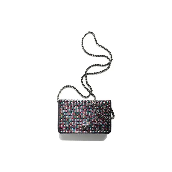 CHANEL Lambskin With Crystal Flap Bag, Shoulder Bag, Crossbody Bag, Wallet Women's Multicolor-0