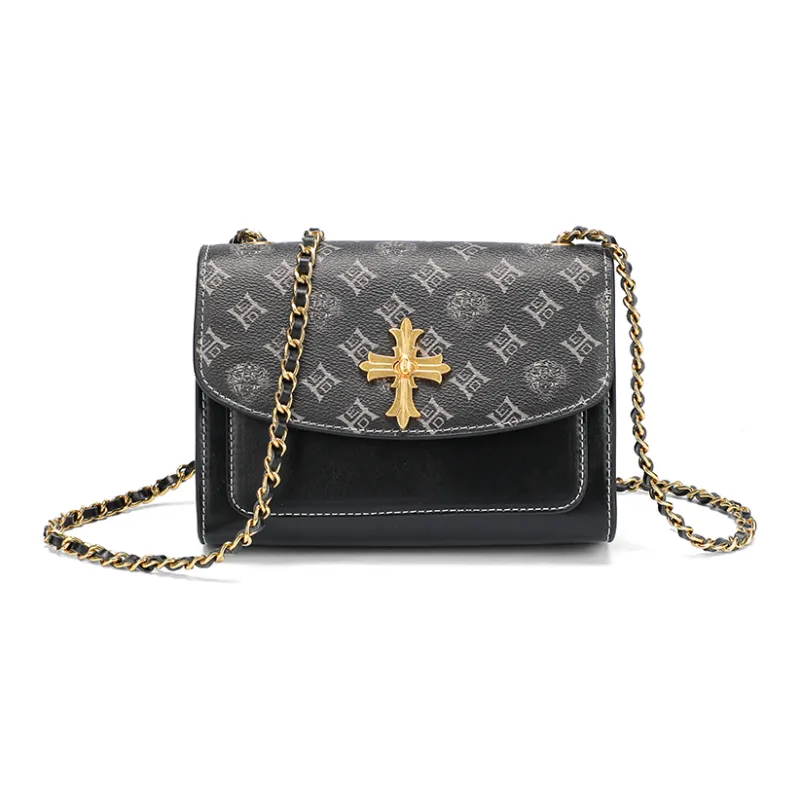 Ed Hardy Classic Series Cow Leather/Synthetic Leather Crossbody Bag, Shoulder Bag Regular Women's Black/Brown-0