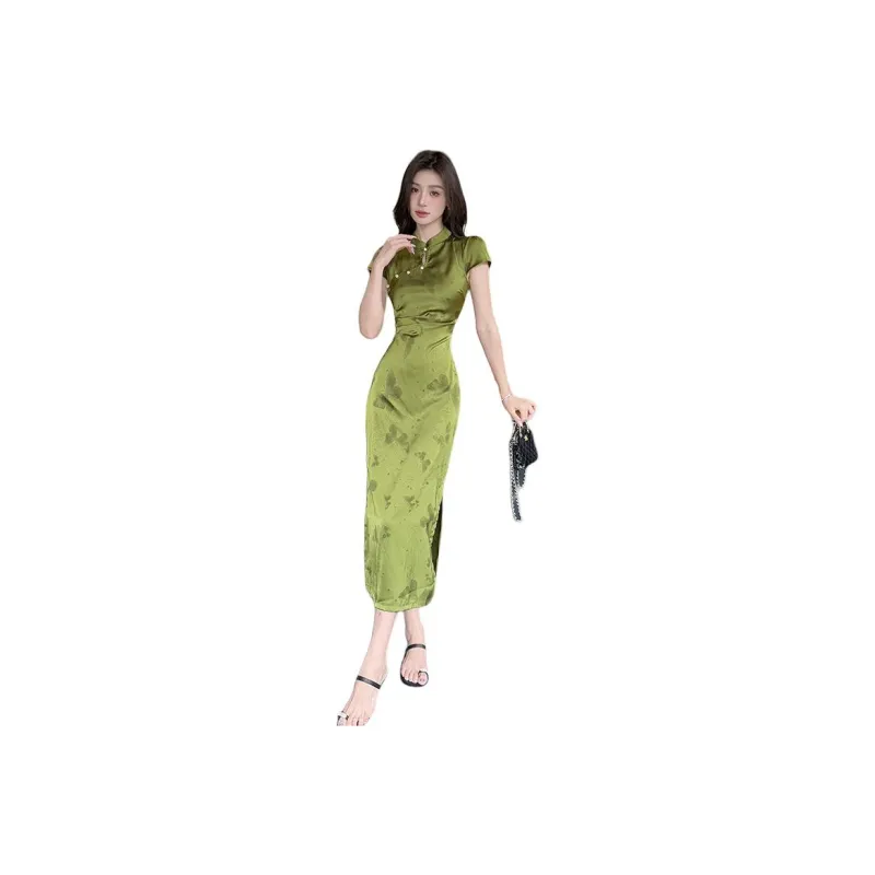Flowers In Water Short Sleeved Dress Women's-4