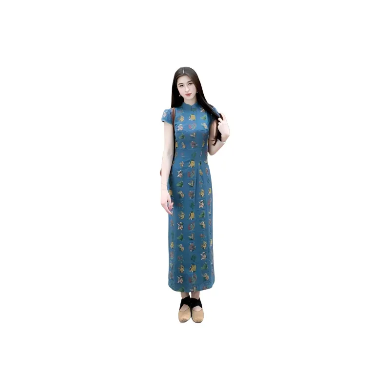 EFCR Cheongsams Women's Navy Blue-0