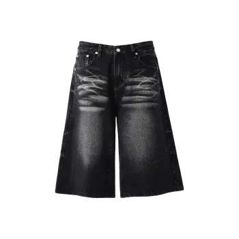 GOODHENLCE Denim Shorts Unisex Black Gray Color
