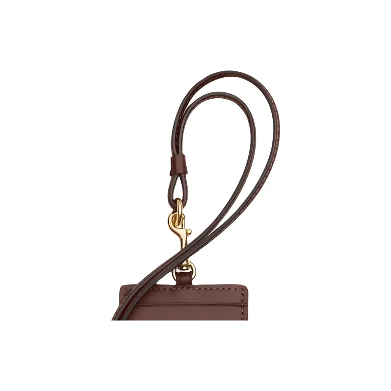COACH Lanyard Coated Canvas Card Holder Mini Women's Tawny & Brown-3