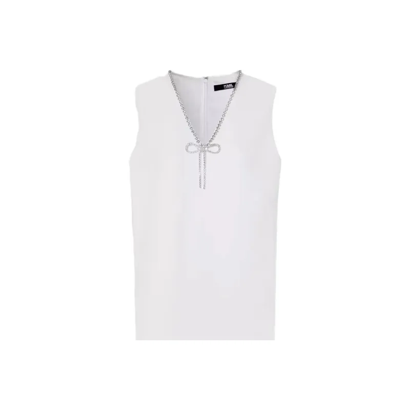 KARL LAGERFELD SS23 Sleeveless Dress Women's White-3