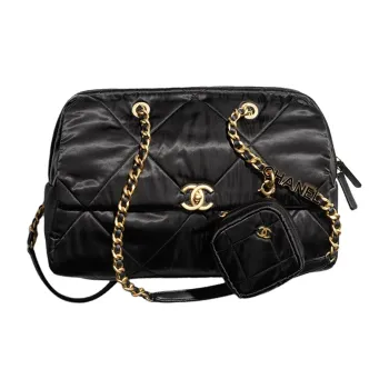 CHANEL Satin Bowling Bag, Handbag, Shoulder Bag Tubas Women's Black