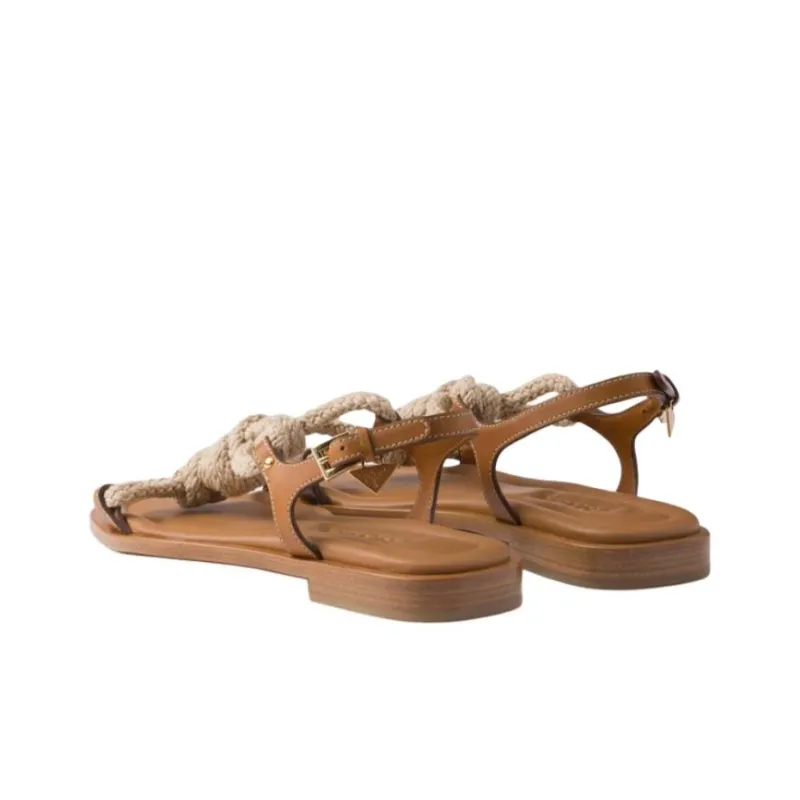 PRADA One Strap Sandals Women's Brown-3