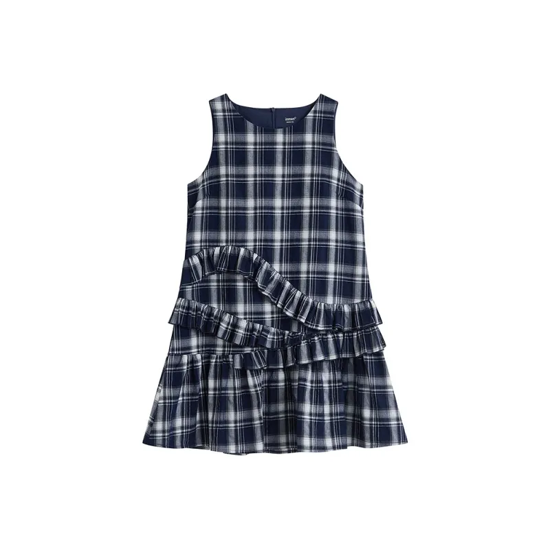 Inman Sleeveless Dresses Women's Royal Blue Plaid-0