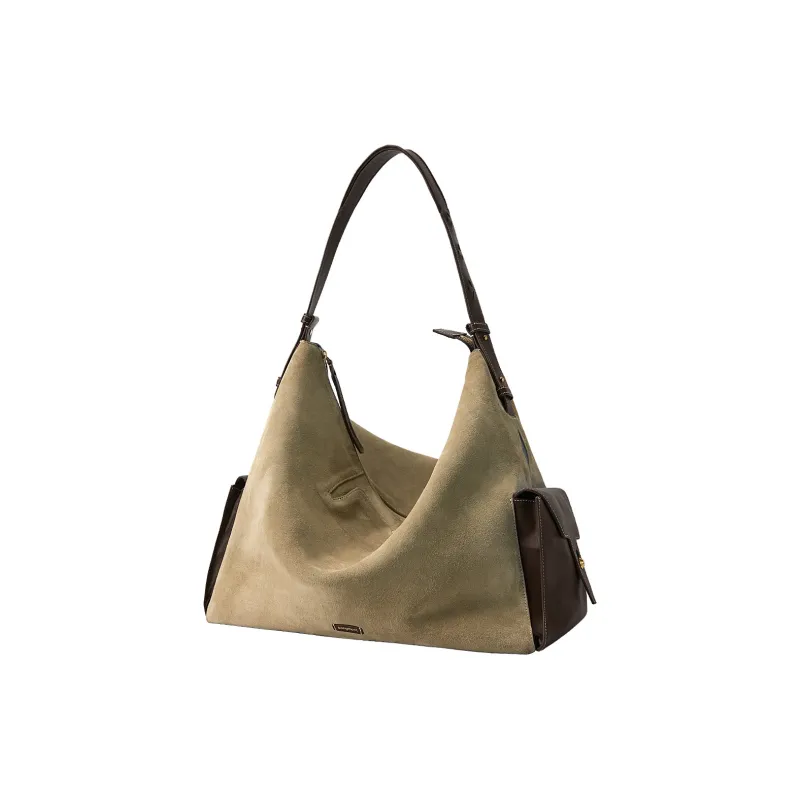 Songmont Cow Leather Hobo Bag, Crossbody Bag, Shoulder Bag Extra Large Unisex Sand Camel Brown-0