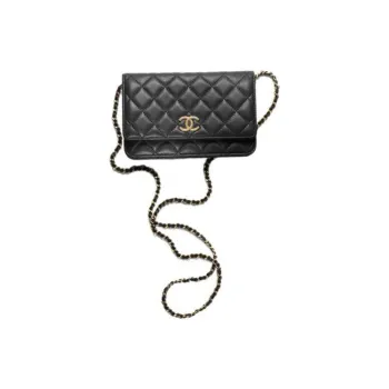 CHANEL WOC Sheepskin Shoulder Bag, Crossbody Bag Women's Black