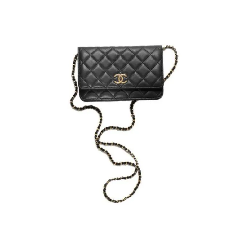 CHANEL WOC Sheepskin Shoulder Bag, Crossbody Bag Women's Black-0
