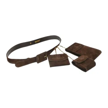 CHANEL Suede Belt Unisex Chocolate 2CM